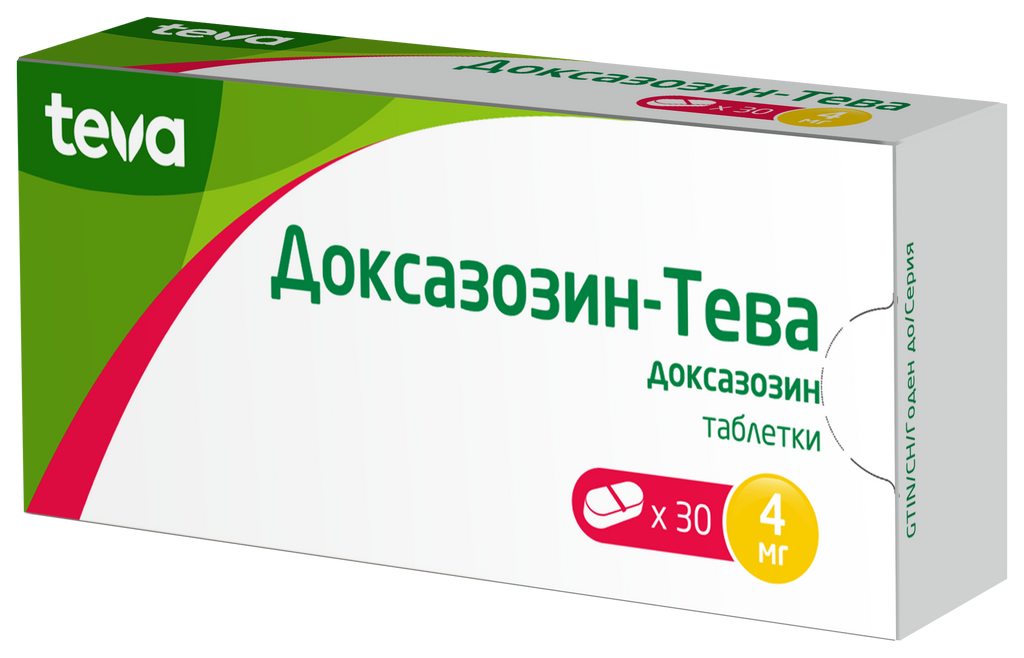 Доксазозин-Тева, 4 мг, таблетки, 30 шт.