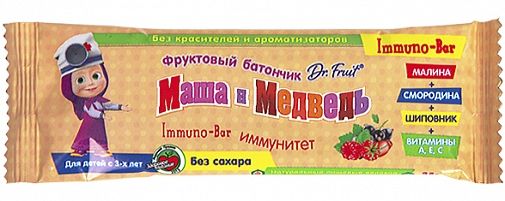 фото упаковки Dr. Fruit Батончик фруктовый Маша и Медведи Immuno-Bar