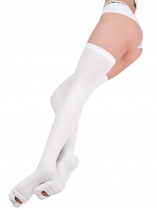 Dinamic Press ANTITROMBO long Чулки антиэмболические, р. 3, 18-21 mm Hg, пара, с открывающимся мыском, белые, длинные (77-84 см), 1 шт.
