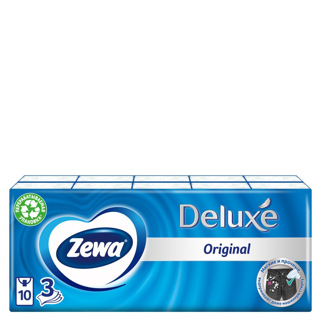 фото упаковки Zewa Deluxe платки носовые бумажные