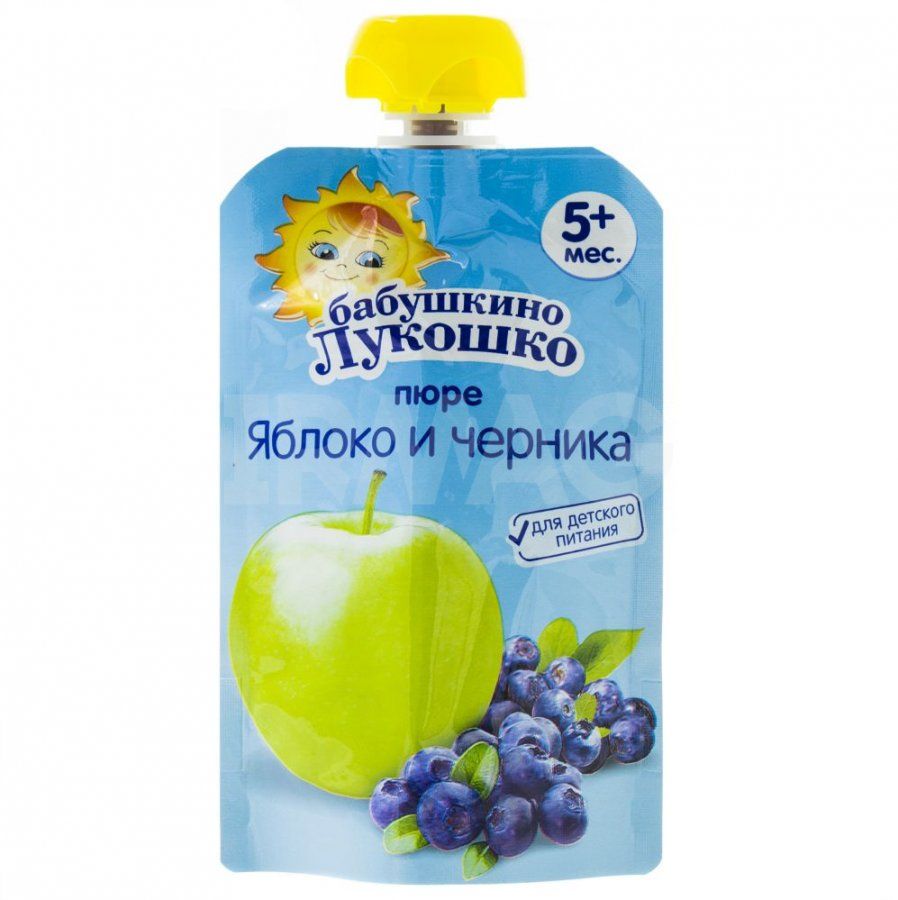 фото упаковки Бабушкино Лукошко Пюре яблоко черника