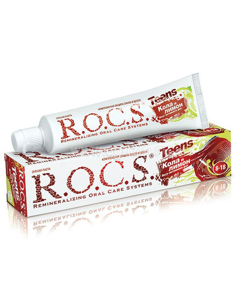 фото упаковки ROCS Teens Зубная паста Вкус активного дня Кола и лимон