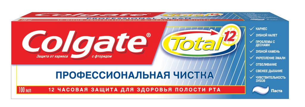 Colgate Total 12 Профессиональная чистка зубная паста, паста зубная, 100 мл, 1 шт.