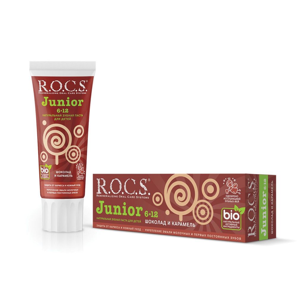 фото упаковки ROCS Junior Зубная паста Шоколад и карамель