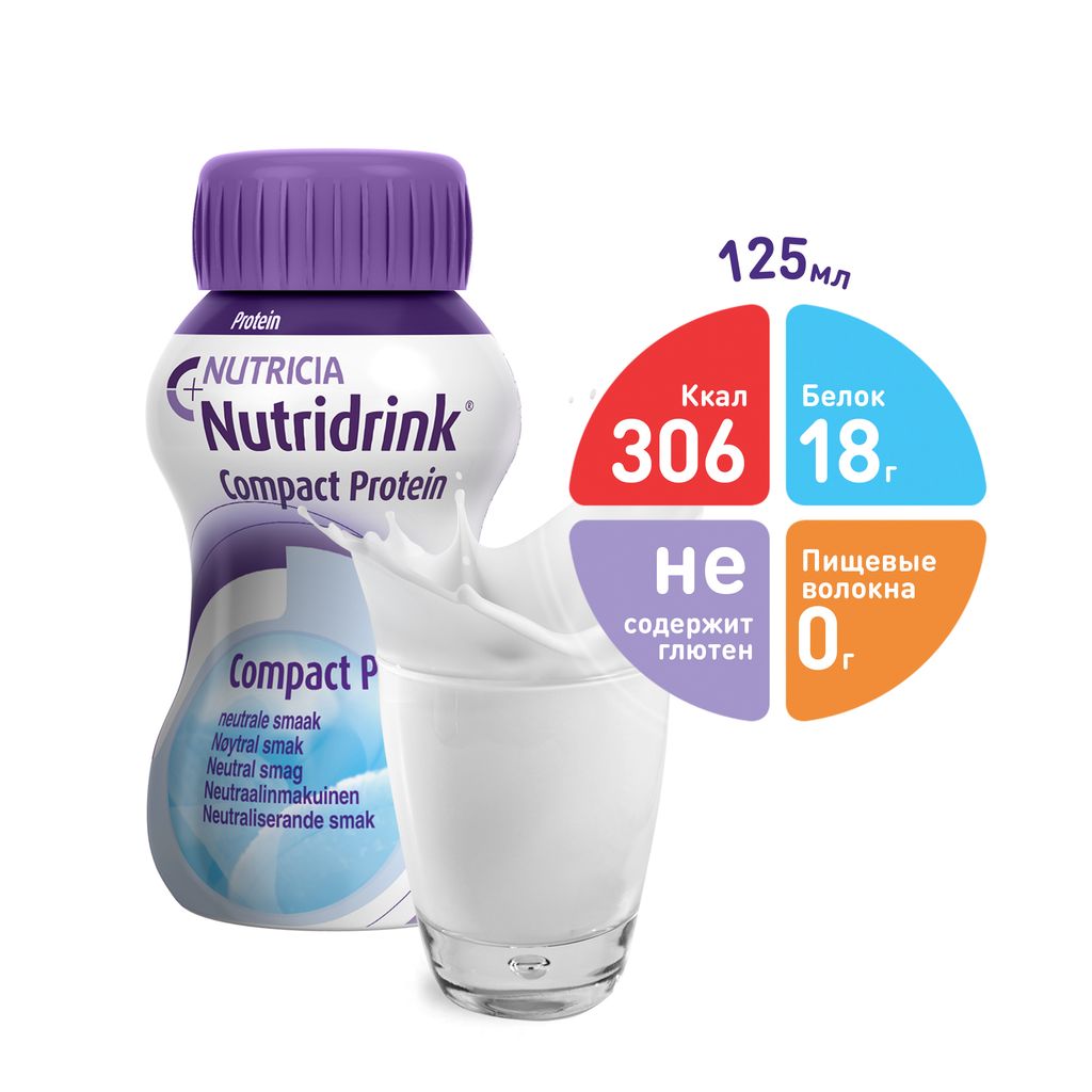 Nutridrink compact protein, жидкость для приема внутрь, с нейтральным вкусом, 125 мл, 4 шт.