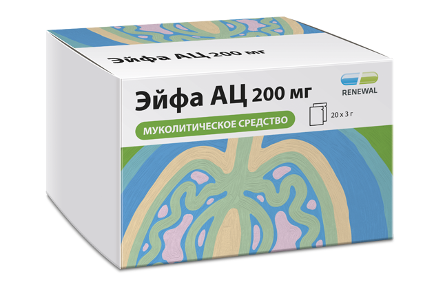 Эйфа АЦ, 200 мг, гранулы для приготовления раствора для приема внутрь, 3 г, 20 шт.