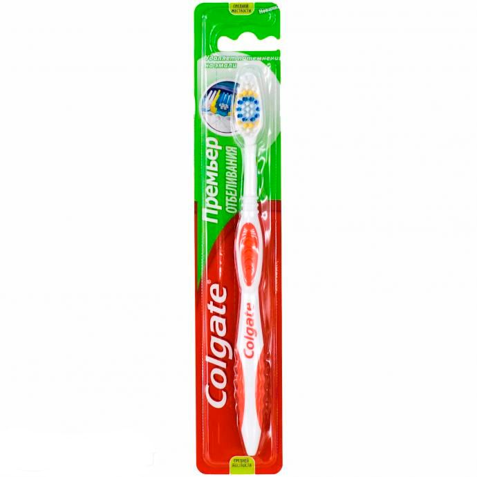 фото упаковки Colgate premier щетка зубная отбеливание средняя