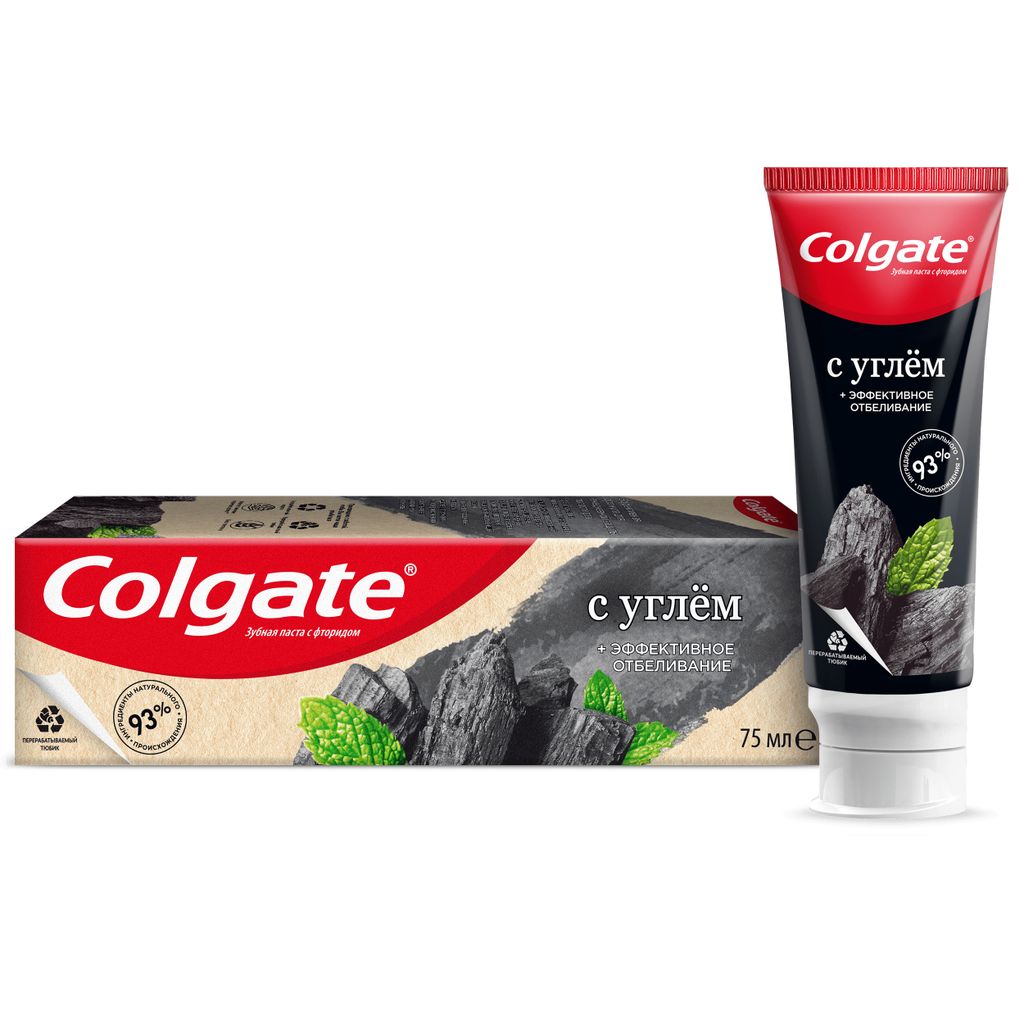 фото упаковки Colgate Паста Зубная эффективное отбеливание с углем