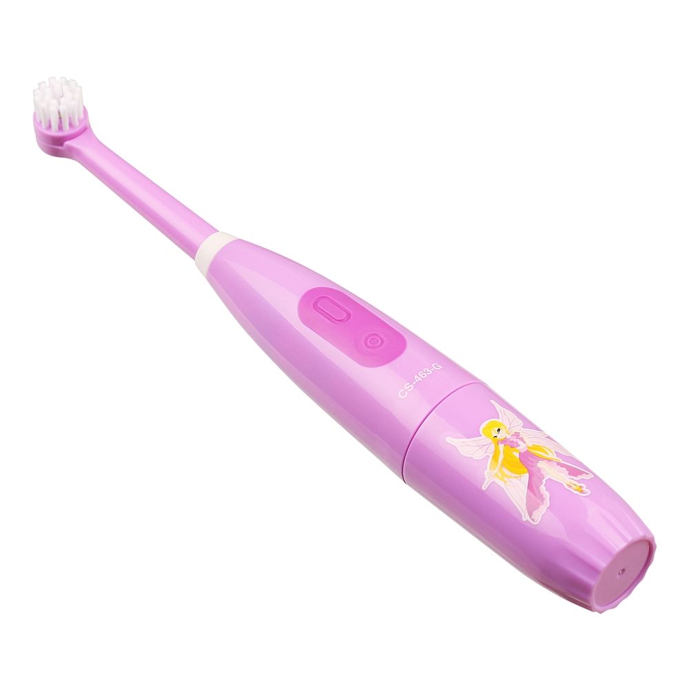 CS Medica CS-463-G Электрическая зубная щетка Kids, розового цвета, щетка зубная электрическая, детская, с рисунком, 1 шт.