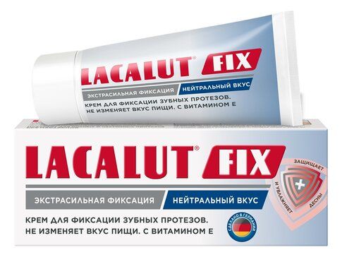 Lacalut Fix Крем для фиксации зубных протезов, крем для фиксации зубных протезов, нейтральный, 20 мл, 1 шт.