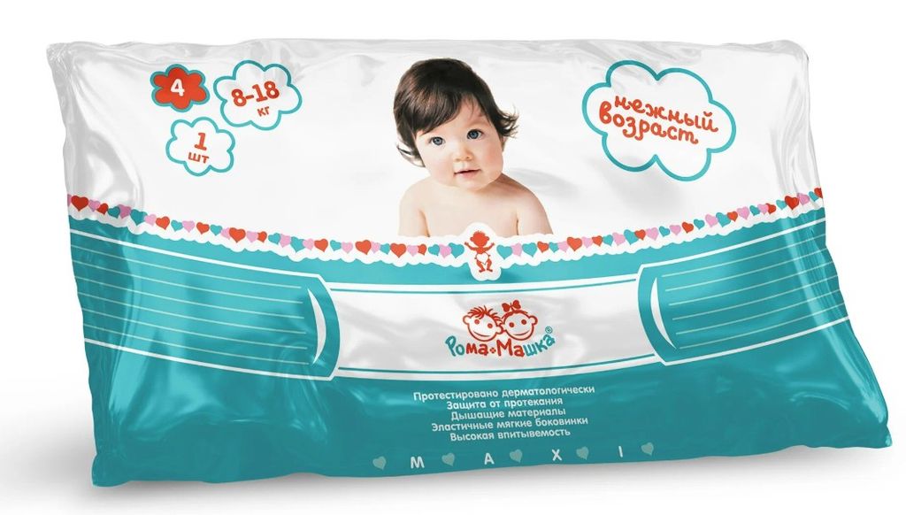 фото упаковки Рома+Машка Подгузники детские Нежный возраст
