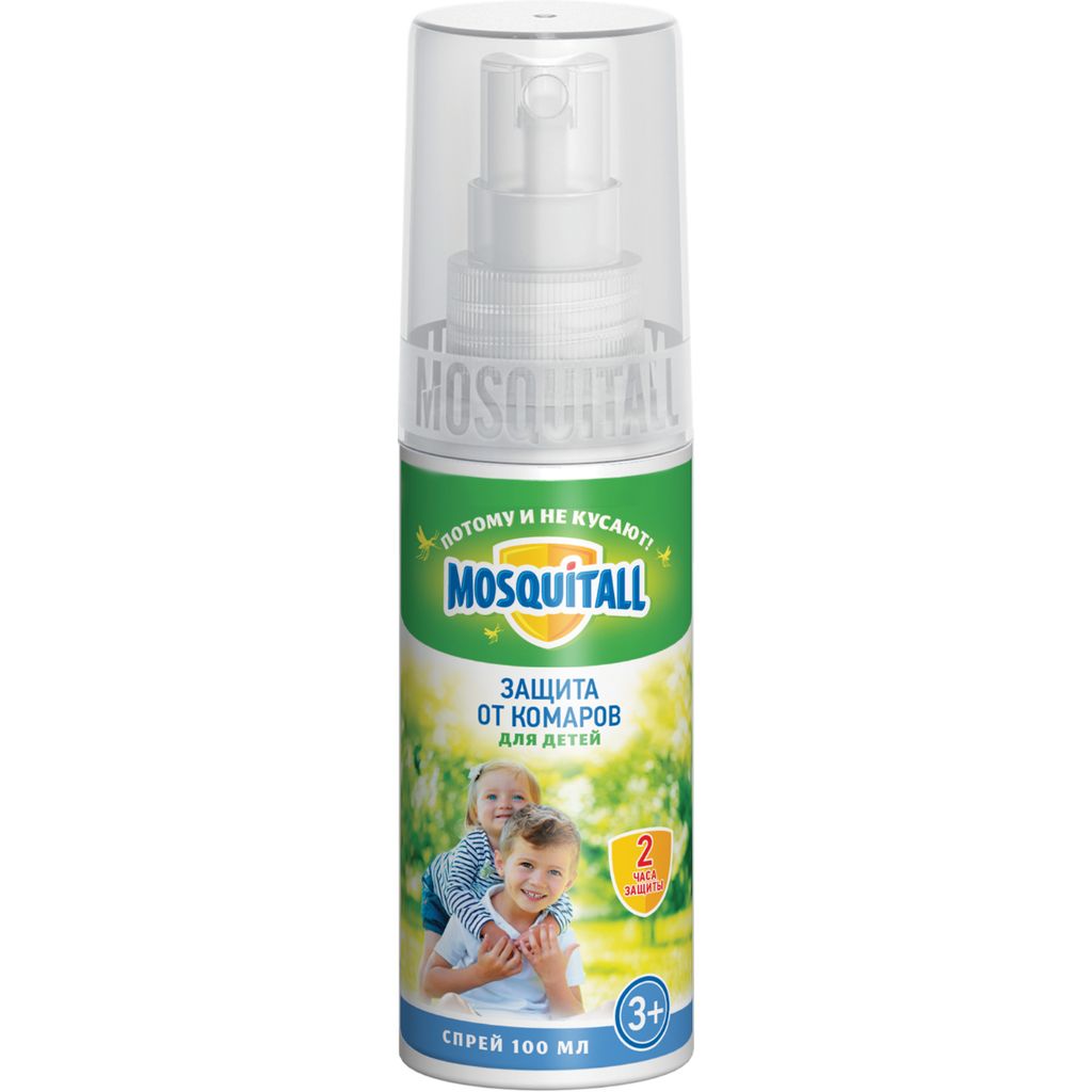 Mosquitall Нежная защита для детей спрей, раствор инсектицидный, на кожу, 100 мл, 1 шт.