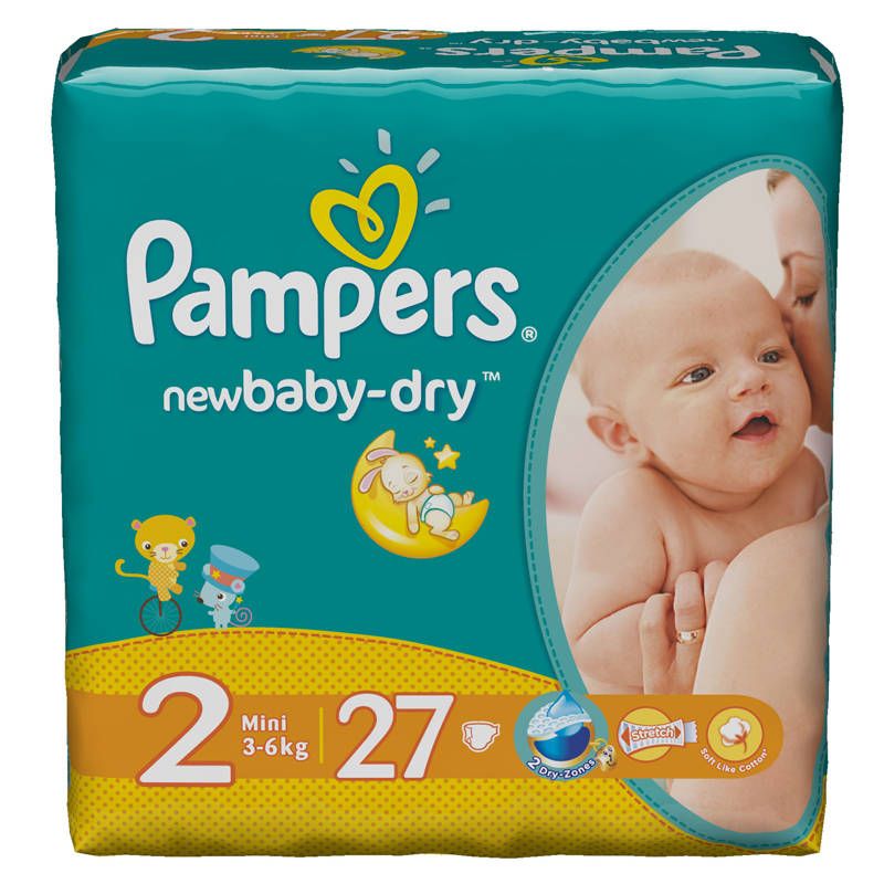 Pampers New baby-dry Подгузники детские, р. 2, 4-8 кг, 27 шт.