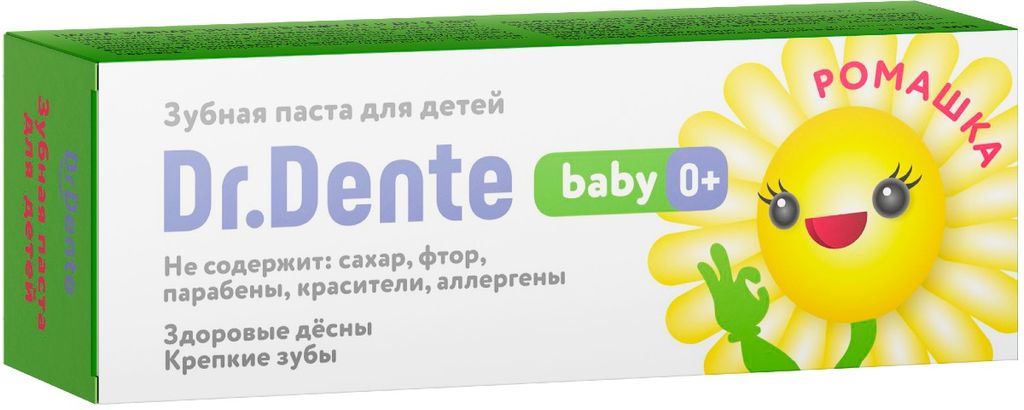 фото упаковки Dr. Dente Зубная паста детская 0+ ромашка
