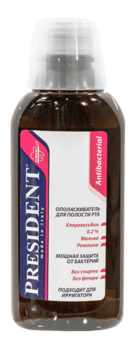 PresiDent Antibacterial ополаскиватель, раствор для полоскания полости рта, без спирта, 250 мл, 1 шт.