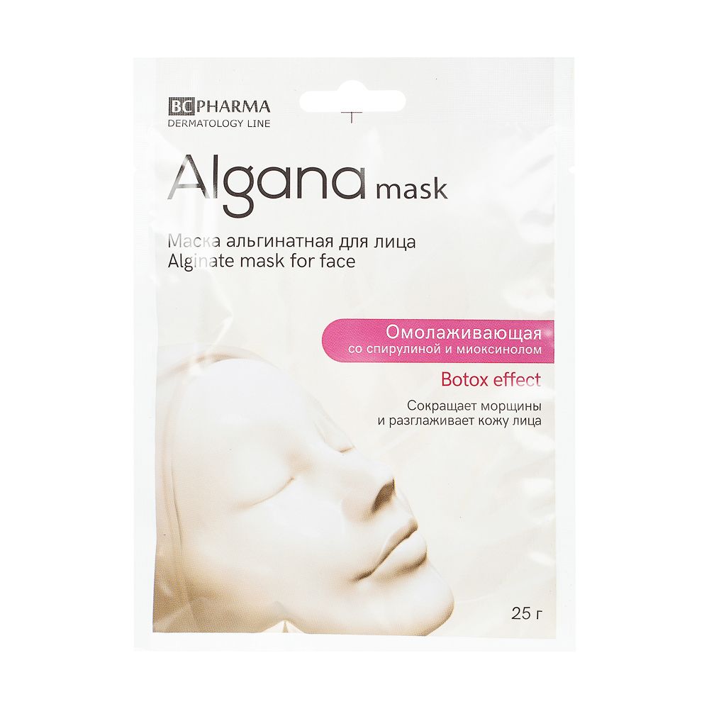 Algana Маска для лица альгинатная омолаживающая со спирулиной, маска для лица, 25 г, 1 шт.