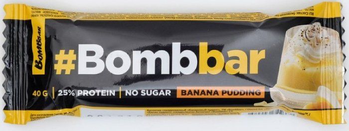 фото упаковки Bombbar батончик глазированный в шоколаде Банановый пудинг