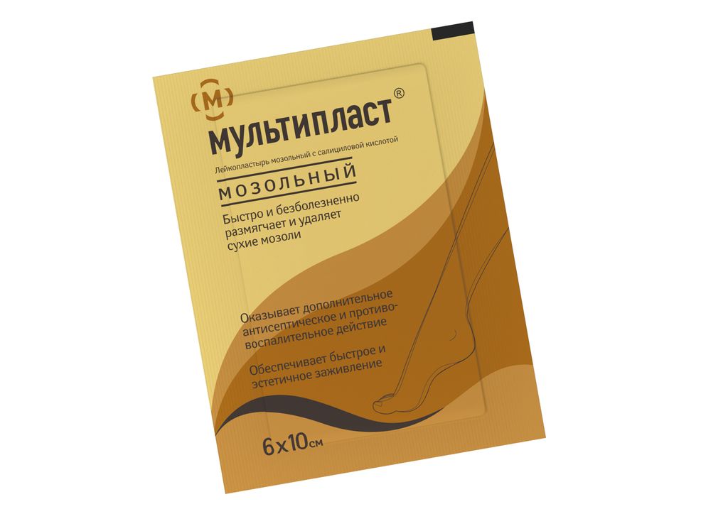 Мультипласт Лейкопластырь мозольный, 6 см х 10 см, пластырь, 1 шт.