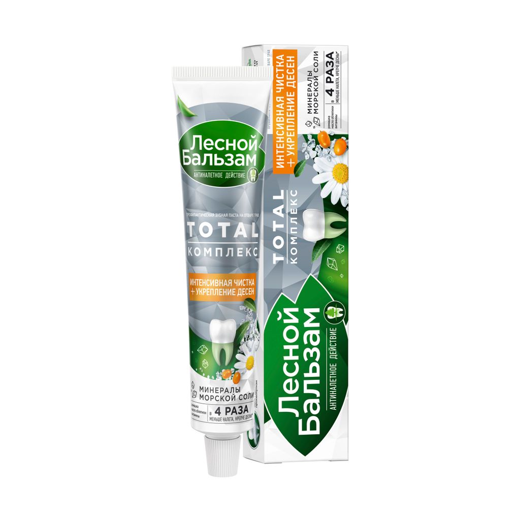 фото упаковки Лесной бальзам зубная паста Тройной эффект с ромашкой