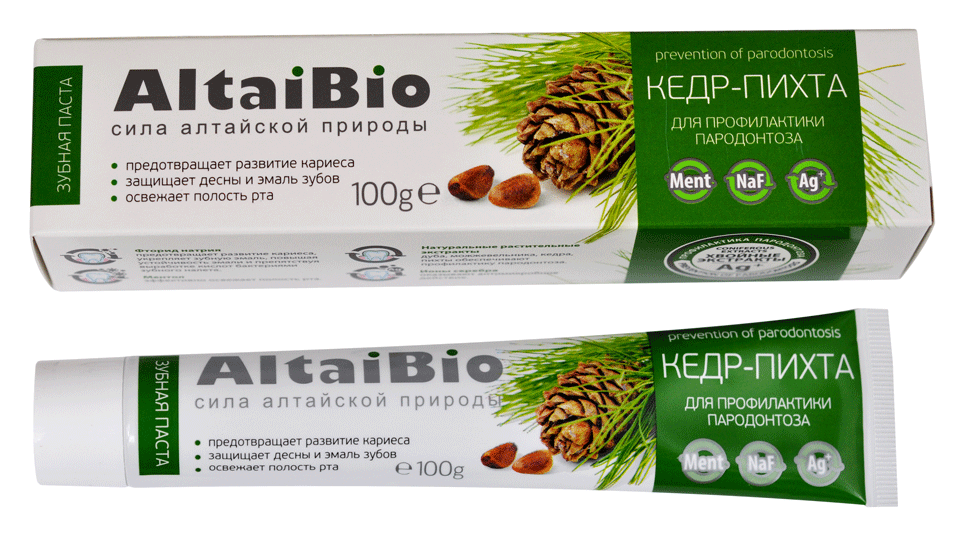 фото упаковки Altaibio паста зубная для профилактики пародонтоза Кедр-пихта