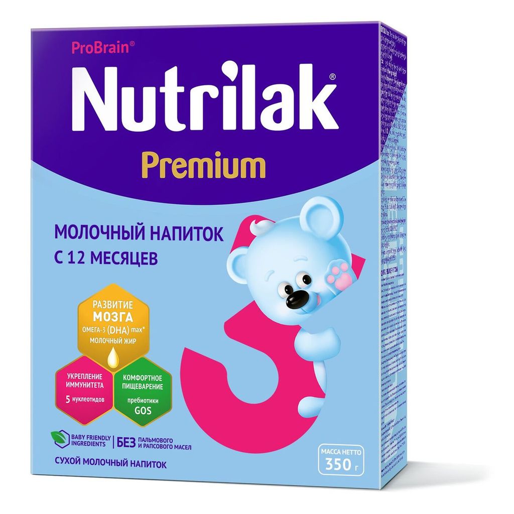 Nutrilak Premium 3 Смесь молочная c 12 мес, смесь молочная сухая, 350 г, 1 шт.