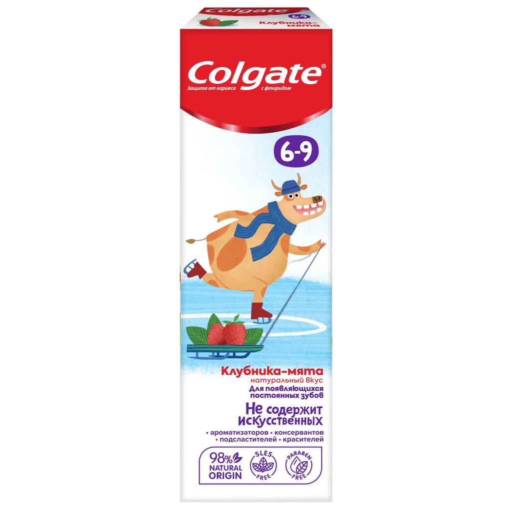 Colgate Паста зубная детская от 6 до 9 лет с фторидом, клубника мята, 60 мл, 1 шт.
