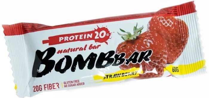 фото упаковки Bombbar батончик протеиновый Клубника
