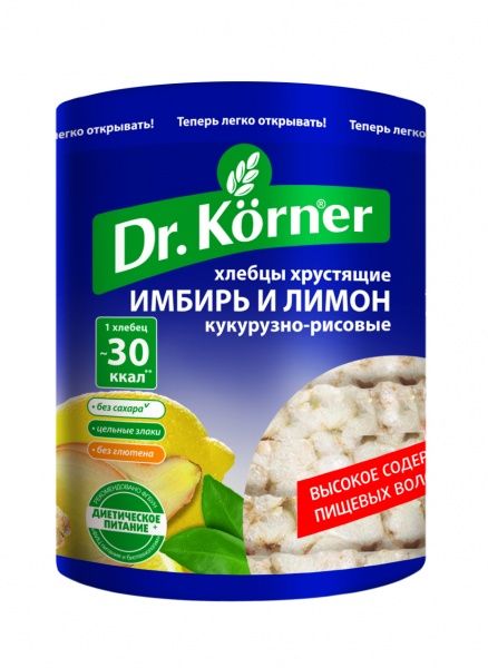 Доктор Кернер Хлебцы кукурузно-рисовые, хлебцы, имбирь лимон, 100 г, 1 шт.