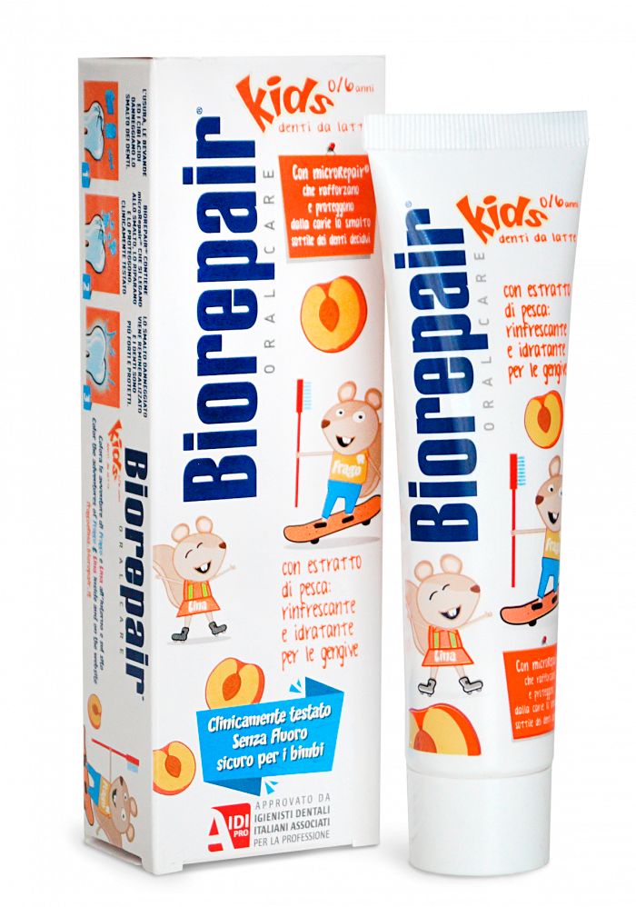 фото упаковки Biorepair kids Peach паста зубная детская