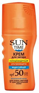 Sun Time Крем для загара Ультразащита, SPF50, крем, для чувствительной кожи, 150 мл, 1 шт.