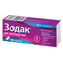 Зодак, 10 мг, таблетки, покрытые пленочной оболочкой, 30 шт.
