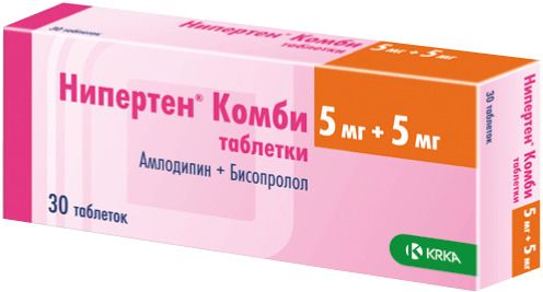 Нипертен Комби, 5 мг+5 мг, таблетки, 30 шт.