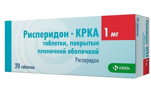 Рисперидон-КРКА, 1 мг, таблетки, покрытые пленочной оболочкой, 20 шт.