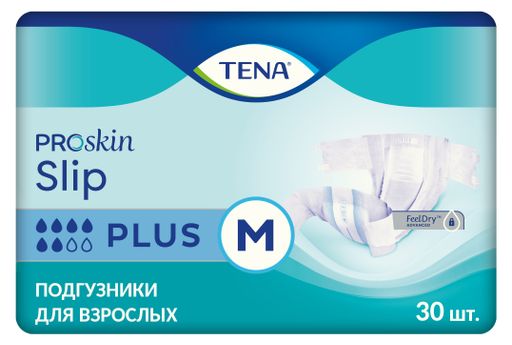 Подгузники для взрослых Tena Slip Plus, Medium M (2), Plus (6 капель), 30 шт.