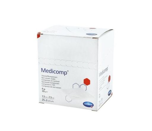 Medicomp салфетки стерильные, 7.5х7.5см, из нетканого материала, 50 шт.
