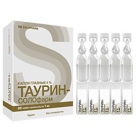 Таурин-СОЛОфарм, 4%, капли глазные, 1 мл, 20 шт.