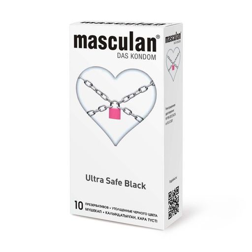 Презервативы Masculan Black Ultra Safe, утолщенные черного цвета, 10 шт.