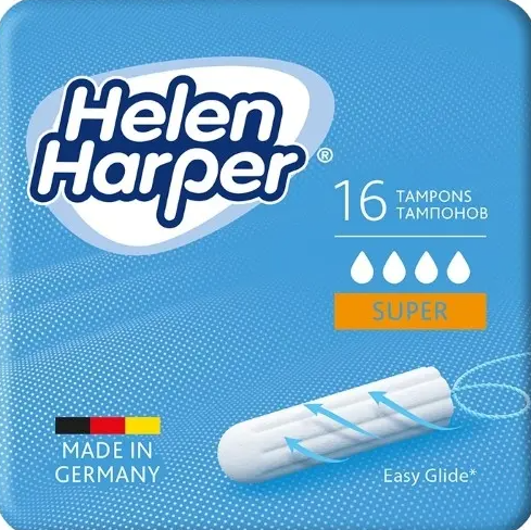 Helen harper super тампоны женские гигиенические, 4 капли, тампоны женские гигиенические, без аппликатора, 16 шт.