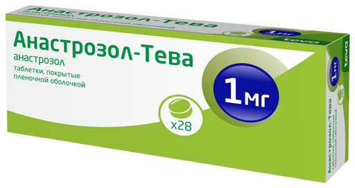 Анастрозол-Тева, 1 мг, таблетки, покрытые пленочной оболочкой, 28 шт.