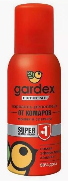 Gardex Extreme Super Аэрозоль от комаров мошек и других насекомых, аэрозоль для наружного применения, 80 мл, 1 шт.