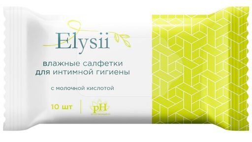 Elysii Салфетки для интимной гигиены, салфетки влажные, с молочной кислотой, 10 шт.
