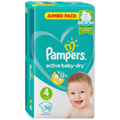 Pampers Active baby-dry Подгузники детские, р. 4, 9-14 кг, 70 шт.