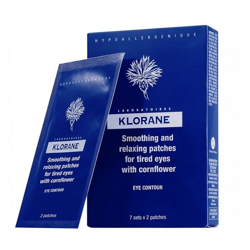 Klorane Успокаивающая маска-компресс для контура глаз, маска для лица, 7 саше по 2 маски, 7 шт.