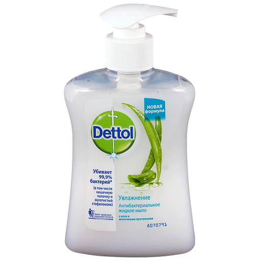 Dettol Мыло жидкое для рук Антибактериальное алоэ и молочные протеины, мыло жидкое, 250 мл, 1 шт.