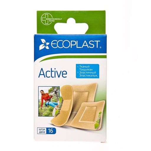 Ecoplast Active Набор пластырей медицинских, пластырь, эластичный тканевый, 16 шт.
