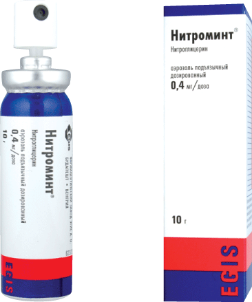 Нитроминт, 0.4 мг/доза, спрей подъязычный дозированный, 10 г, 1 шт.