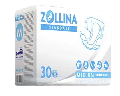 Zollina Стандарт Подгузники для взрослых, M, обхват талии до 120 см, 30 шт.