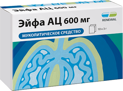 Эйфа АЦ, 600 мг, гранулы для приготовления раствора для приема внутрь, 3 г, 10 шт.