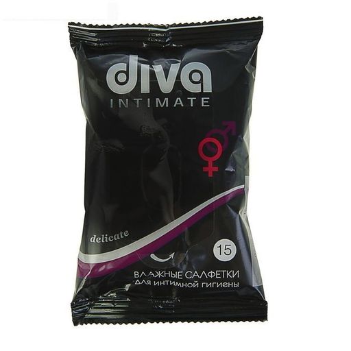 Diva Салфетки влажные для интимной гигиены, салфетки влажные, 15 шт.