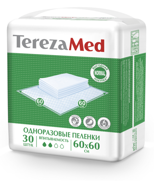  TerezaMed Normal пеленки одноразовые, 60 смx60 см, Normal (2 капли), 30 шт.